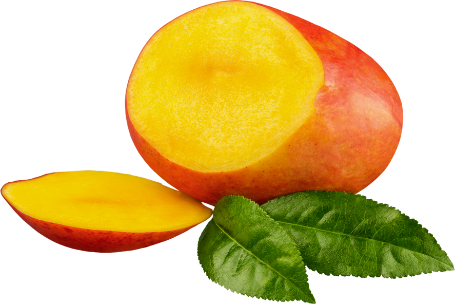 Sliced Mango and Leaves