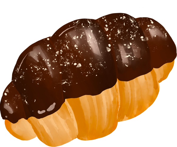 Sweet croissant with chocolate jam watercolor