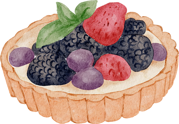 Watercolor Berries Tart 